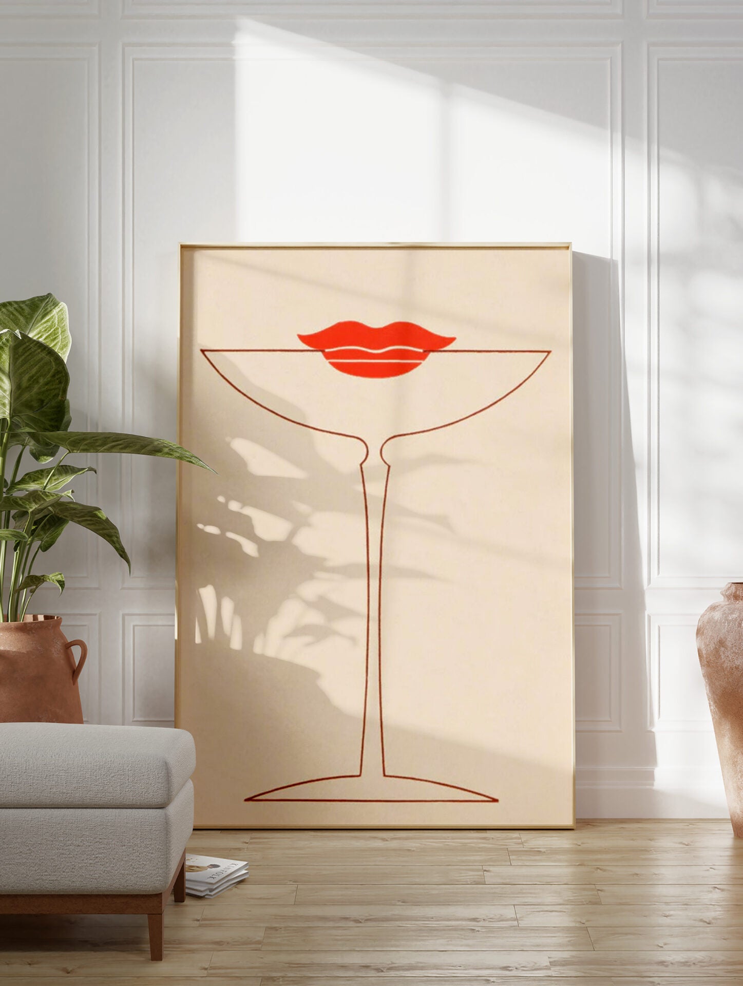 Vintage Cocktail Poster, Lip Print