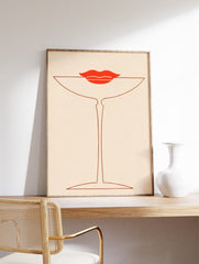 Vintage Cocktail Poster, Lip Print