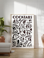 Vintage Cocktails Poster, Typography Print