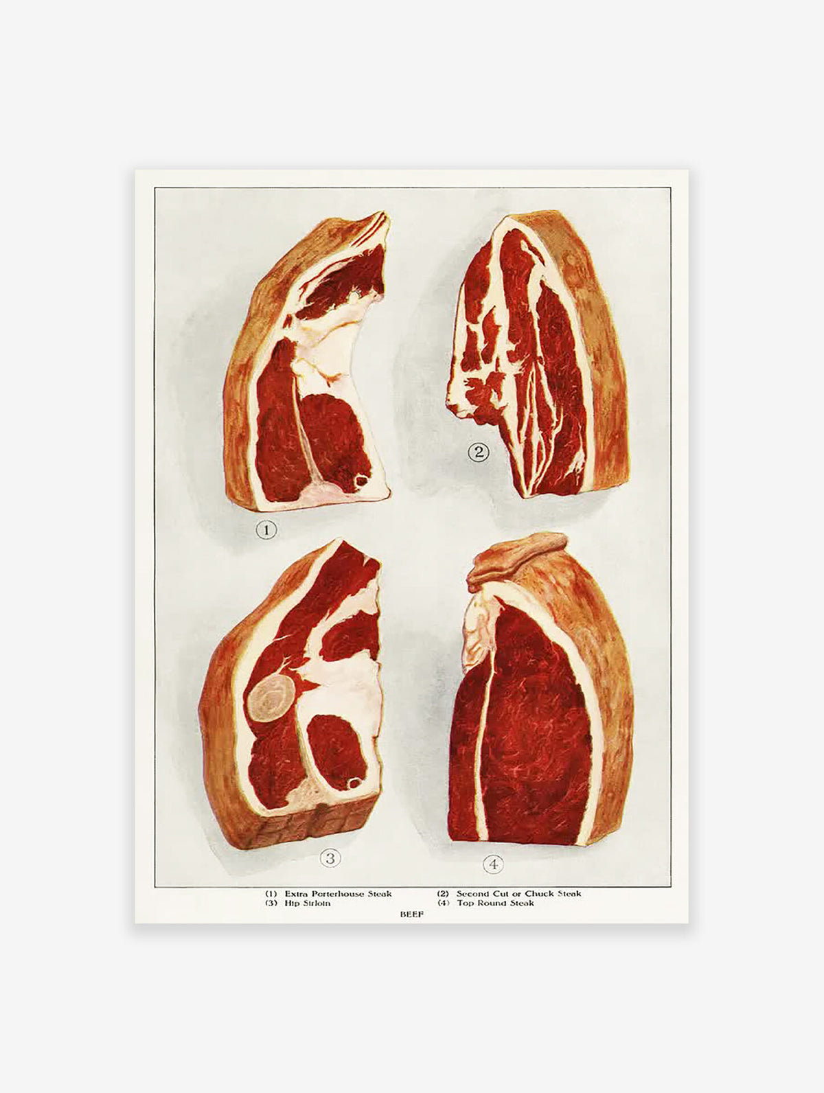 Meat Poster, Kitchen Decor, Restaurant Art