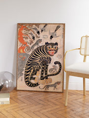 Traditional Japanese Tiger Poster, Vintage Tiger Print