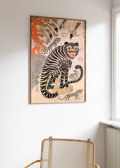 Traditional Japanese Tiger Poster, Vintage Tiger Print