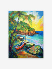 Caribbean Art Poster, Beach Print