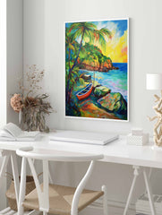 Caribbean Art Poster, Beach Print