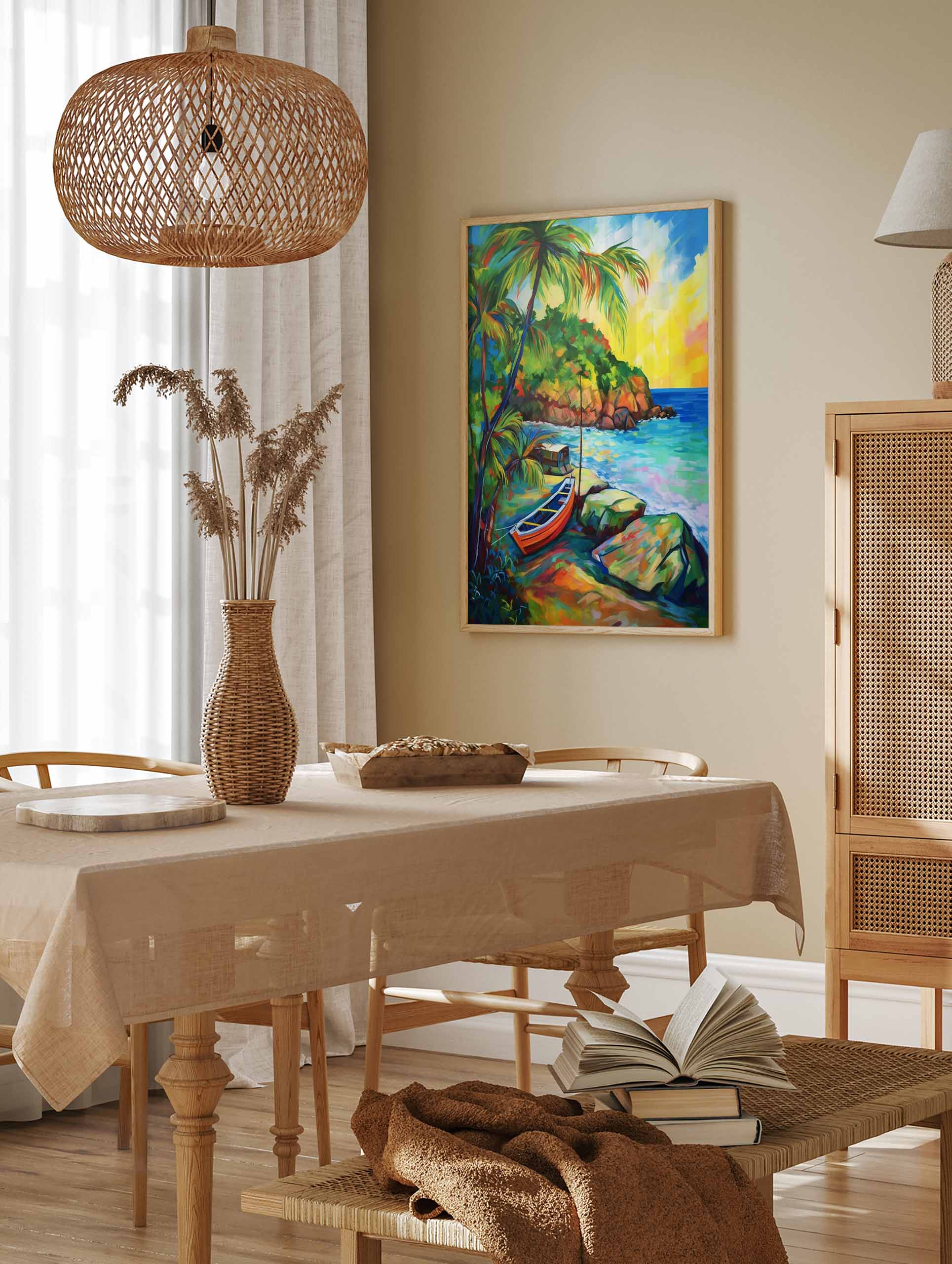 Caribbean Art Poster, Beach Print