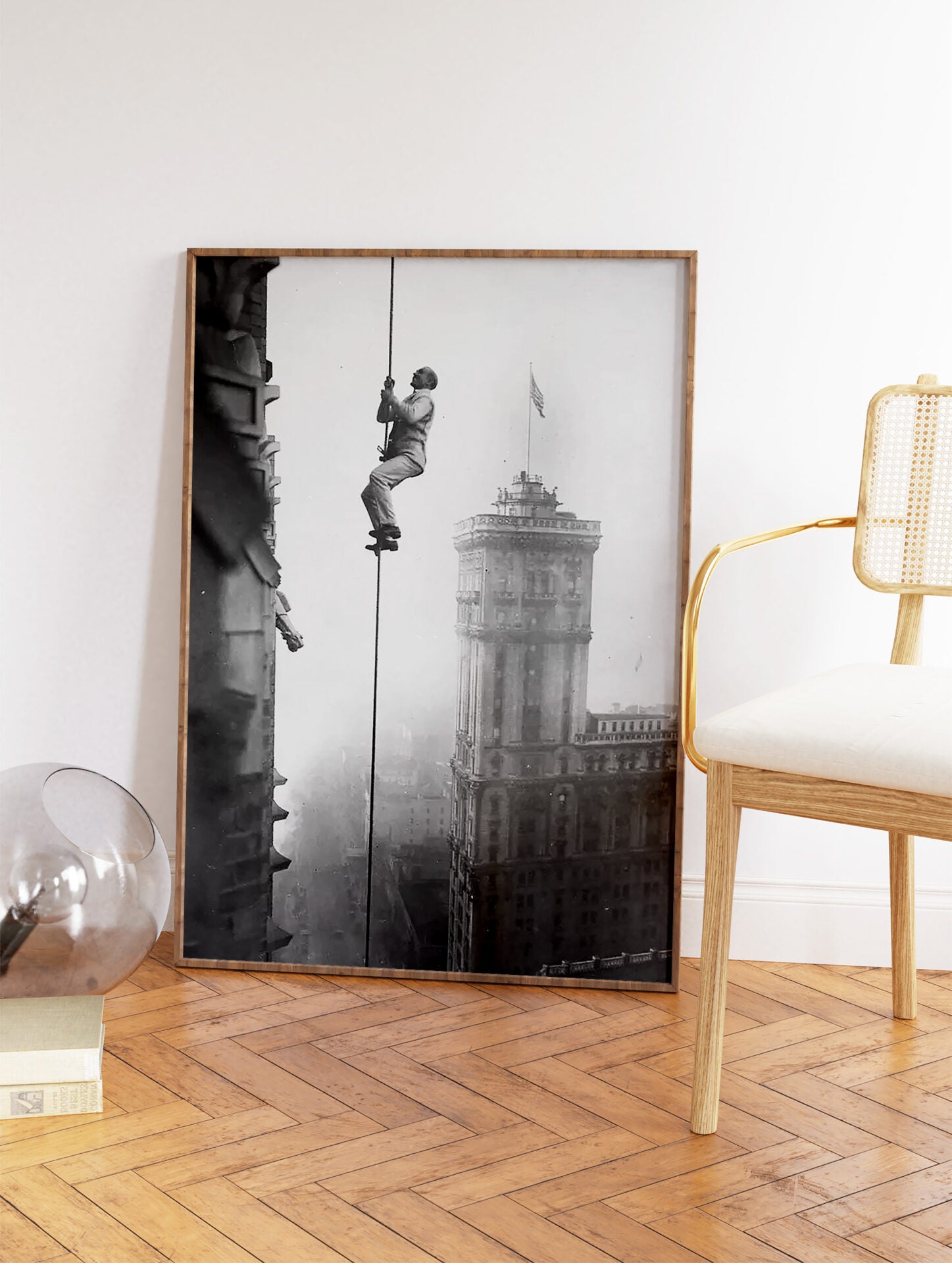 Black and White Climbing Poster, Vintage Photographic Print