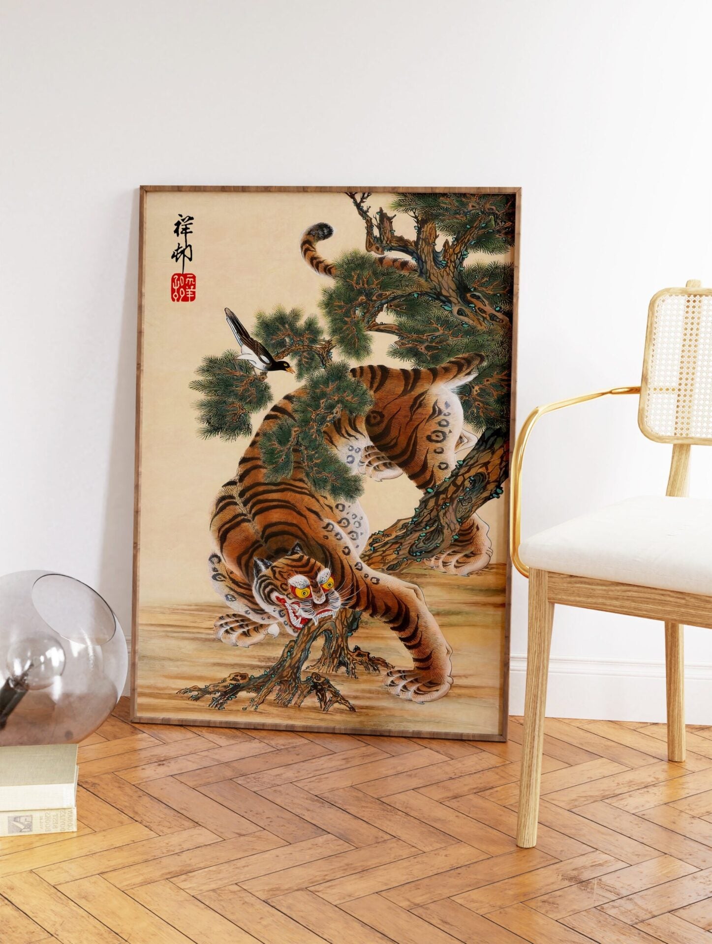 Traditional Korean Tiger Poster, Vintage Tiger Print