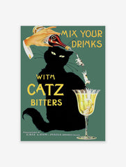 Black Cat Poster, Drink Print