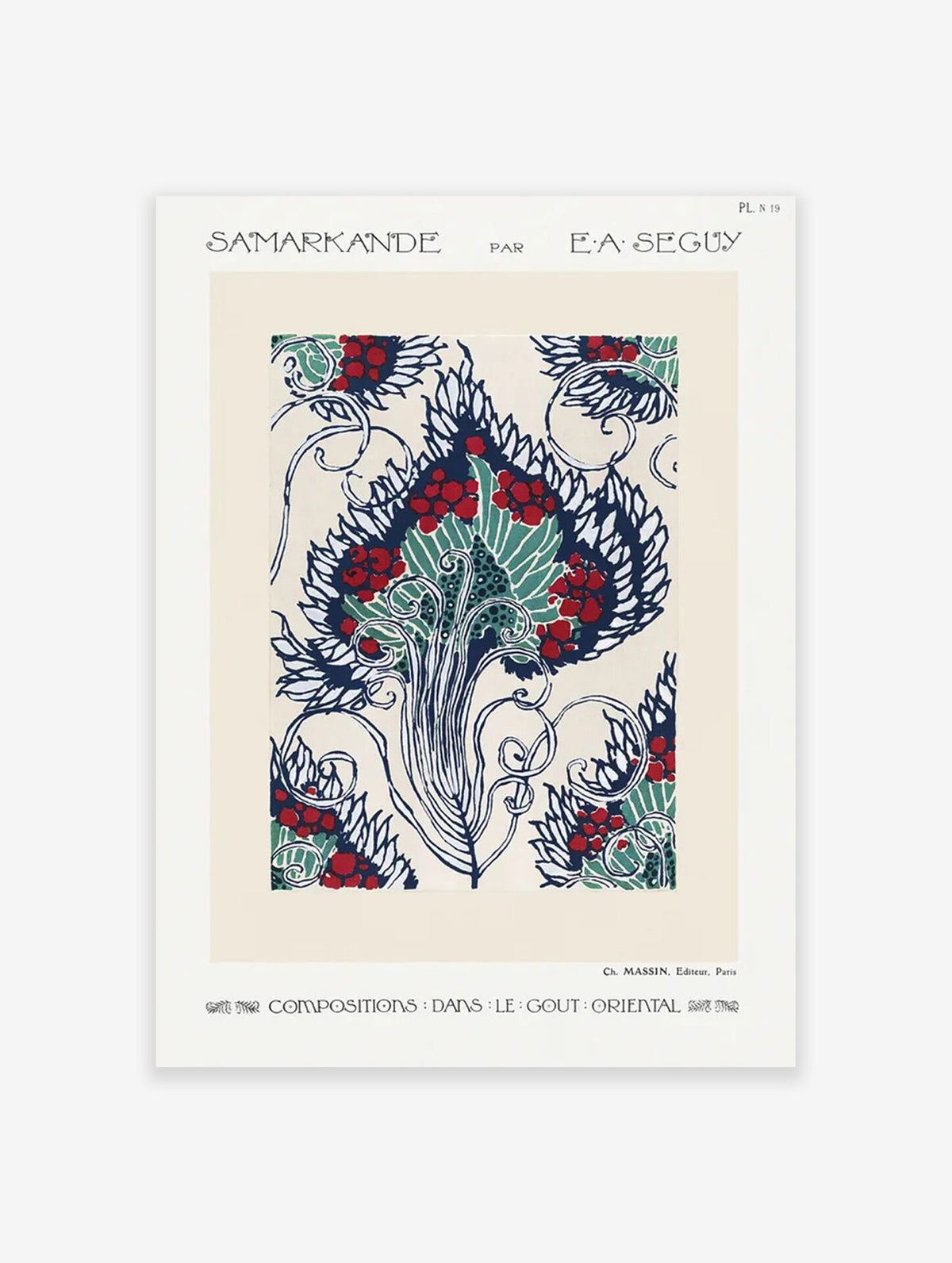 Botanical Poster, Art Nouveau Flower Pattern By EA Seguy