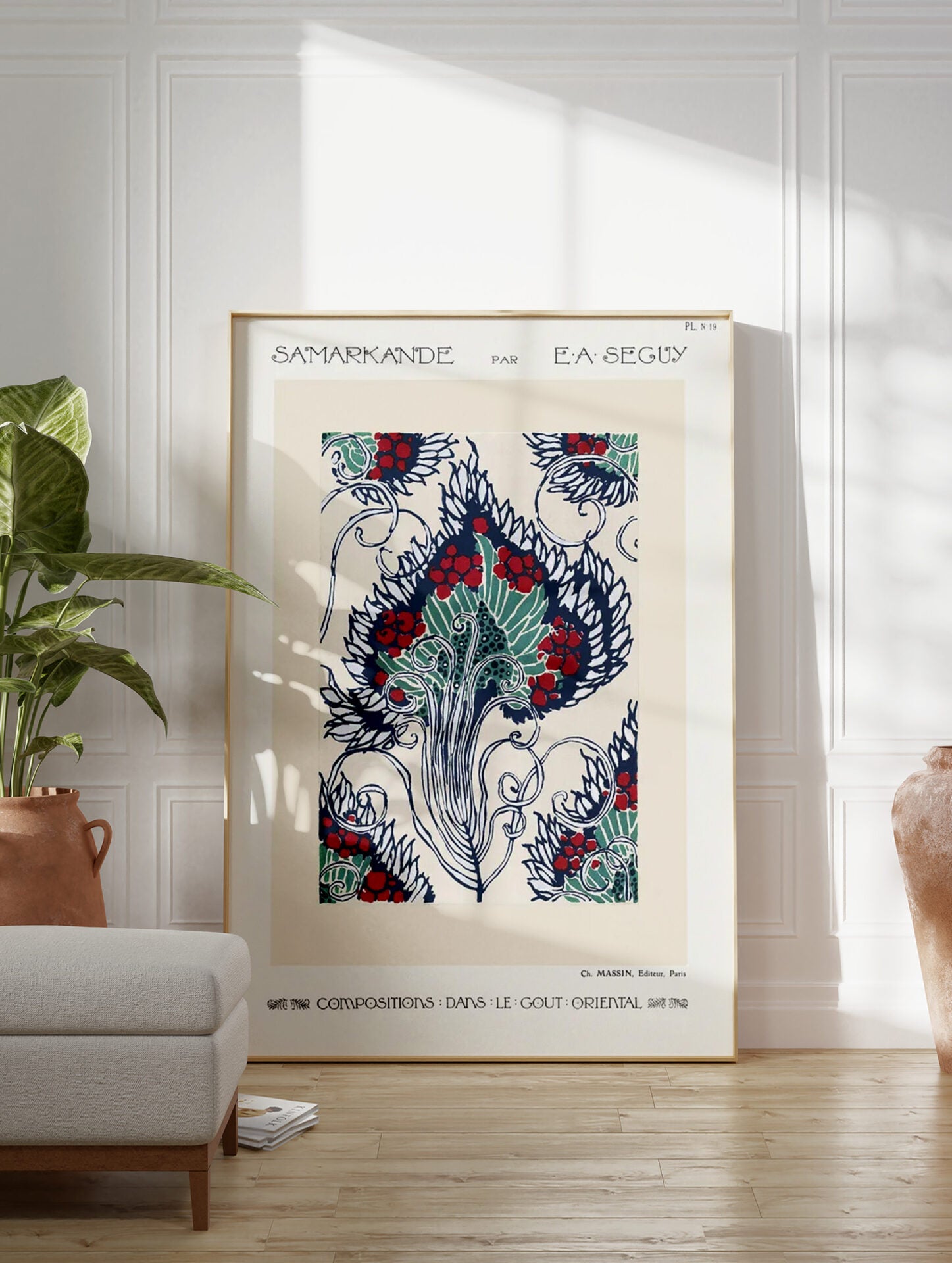 Botanical Poster, Art Nouveau Flower Pattern By EA Seguy