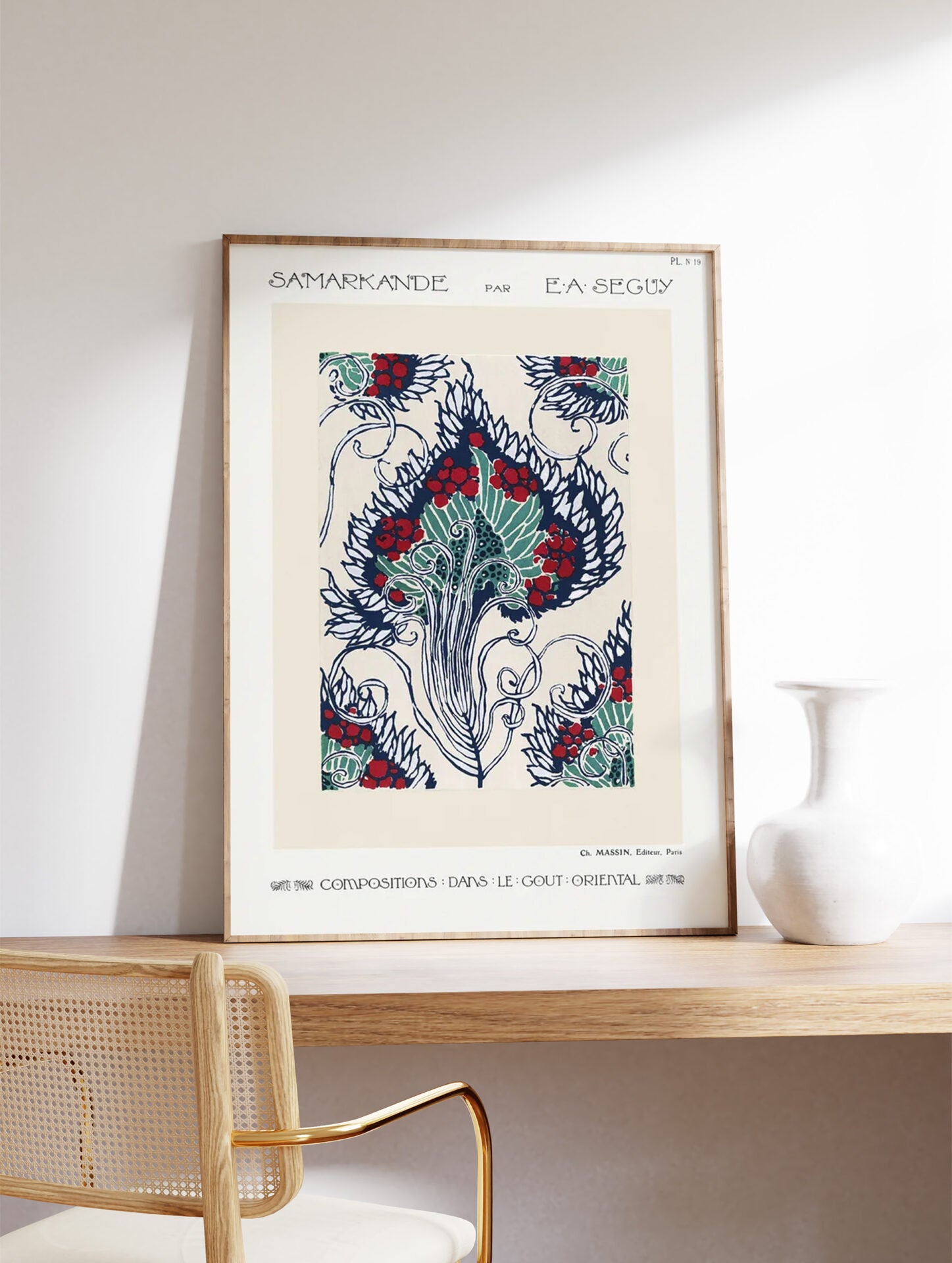 Botanical Poster, Art Nouveau Flower Pattern By EA Seguy