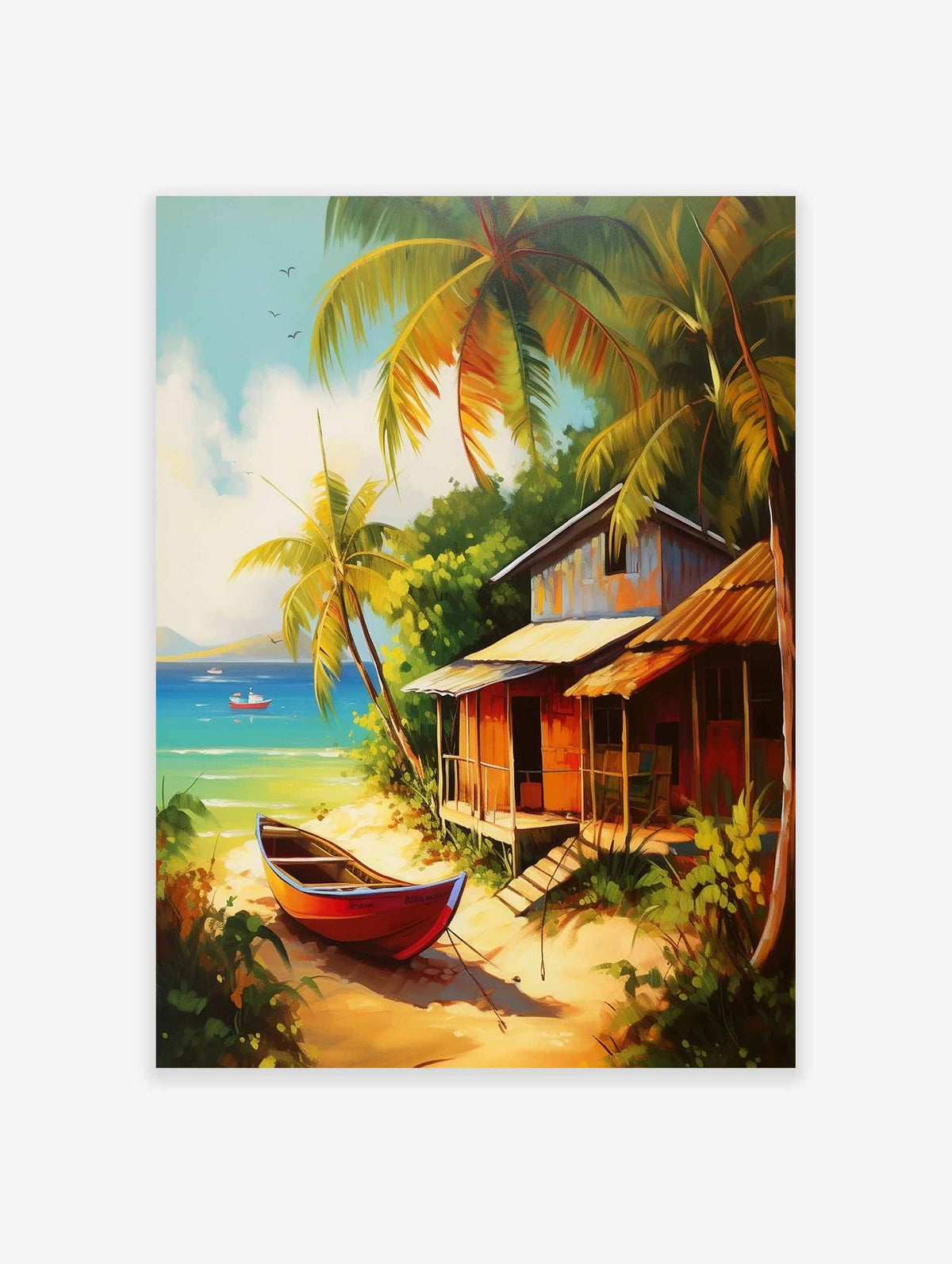 Caribbean Art Poster, Caribbean Beach Print