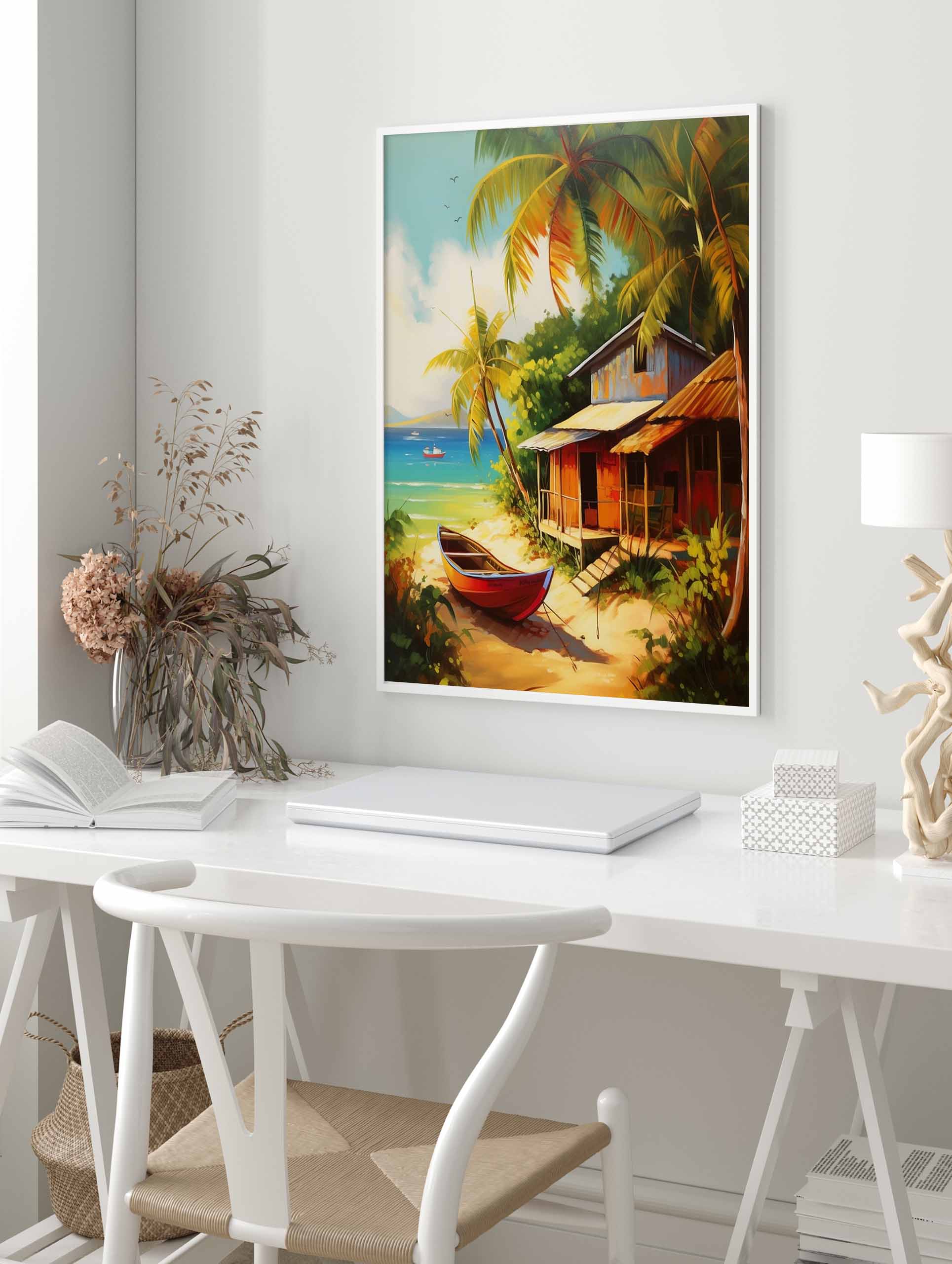 Caribbean Art Poster, Caribbean Beach Print