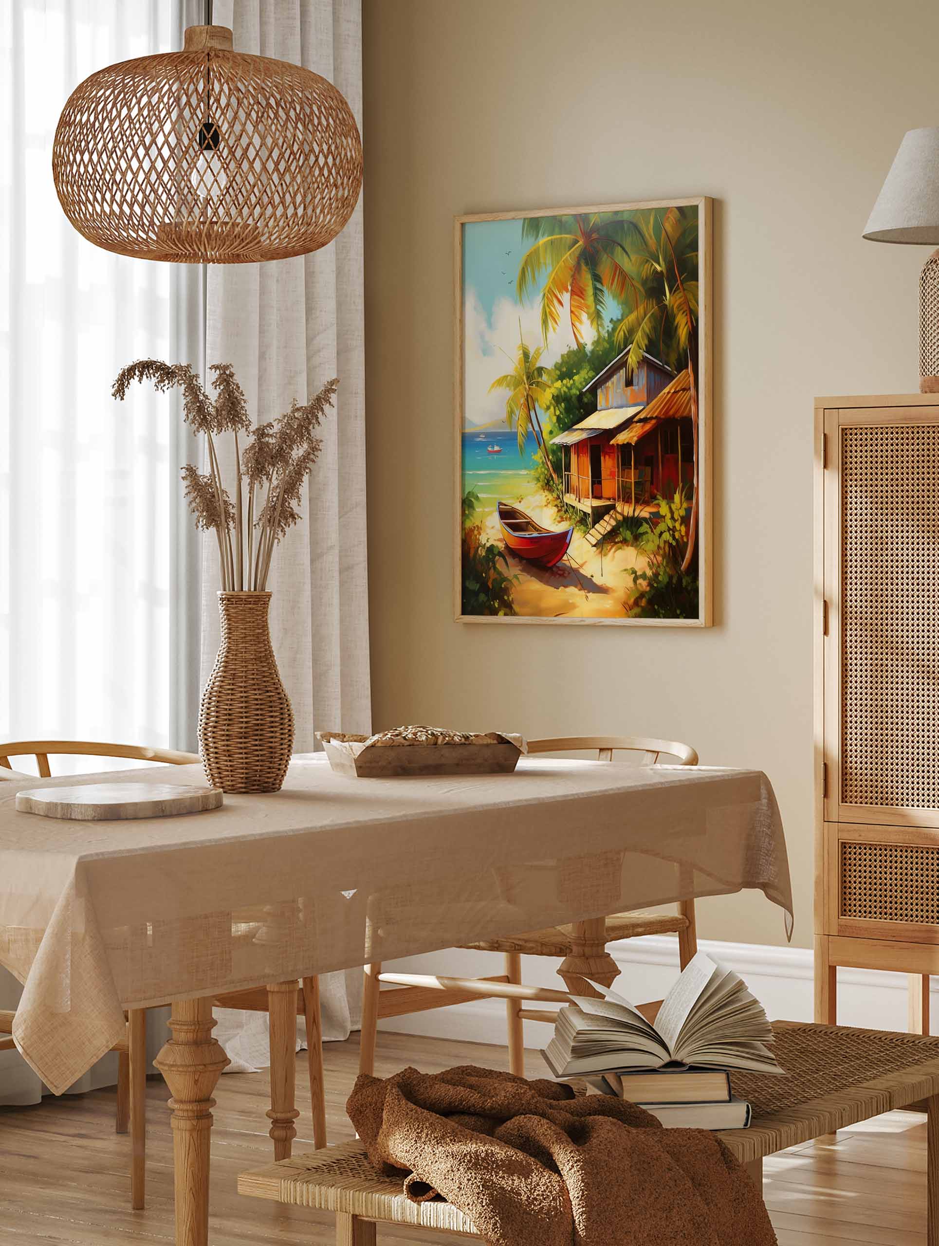 Caribbean Art Poster, Caribbean Beach Print