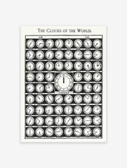 Vintage World Clock Poster, Clock Print