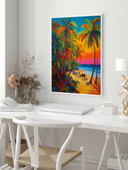 Caribbean Art Poster, Caribbean Beach Print