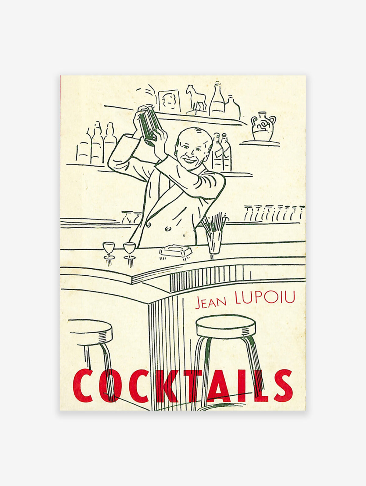 Vintage Cocktail Bar Poster, Happy Bartender Print