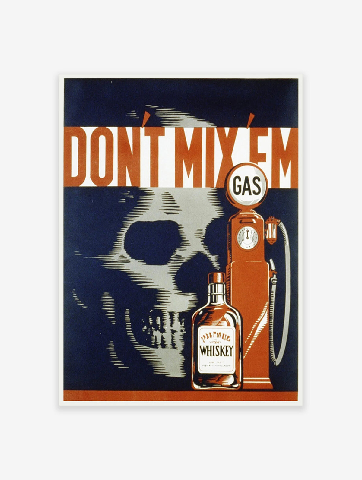 Vintage Whiskey Poster, Skull Print