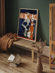 Vintage Whiskey Poster, Skull Print