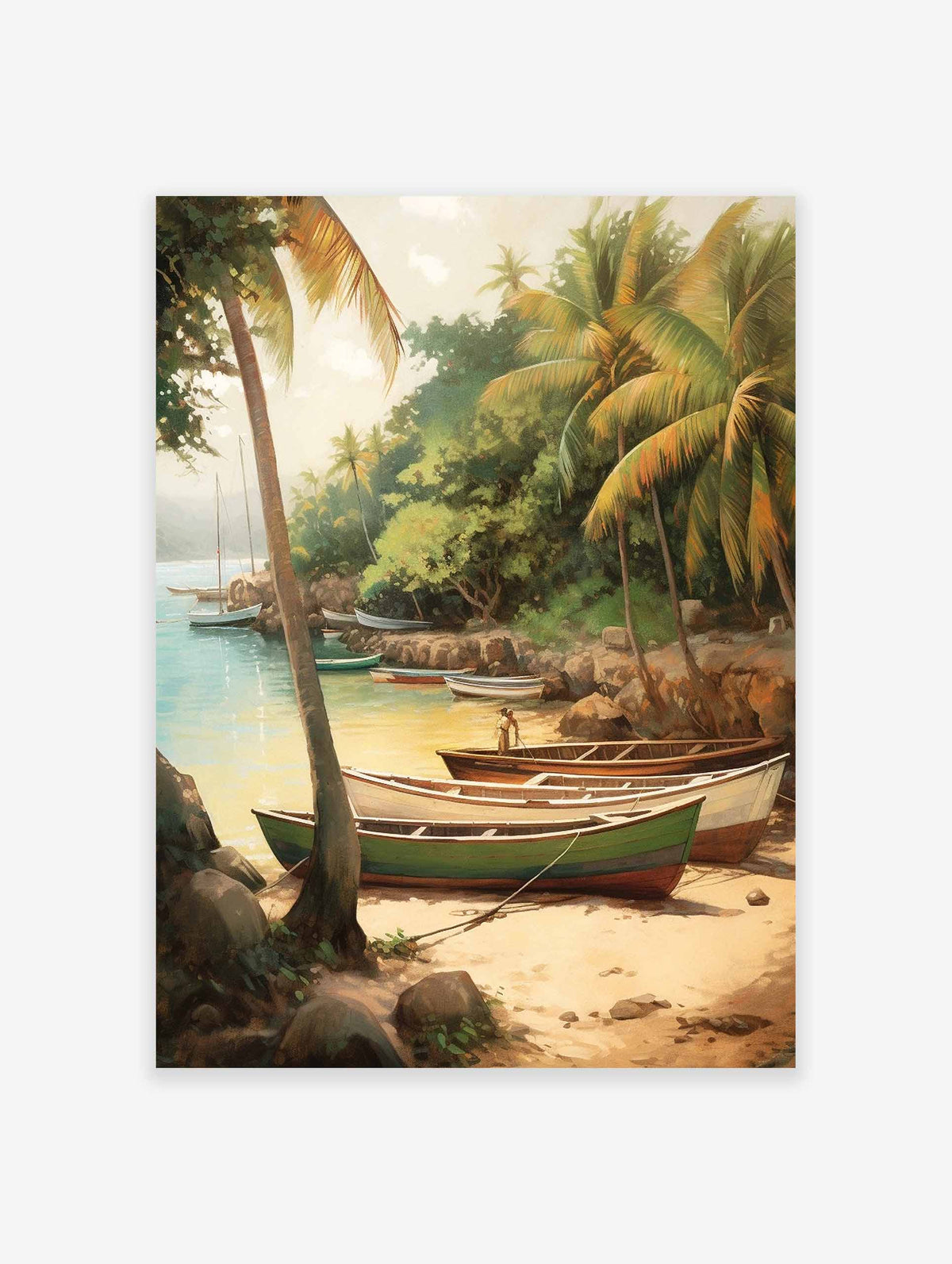 Caribbean Art Poster, Caribbean Beach Print