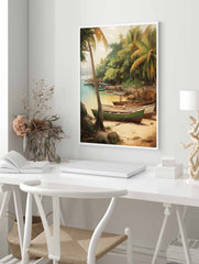 Caribbean Art Poster, Caribbean Beach Print