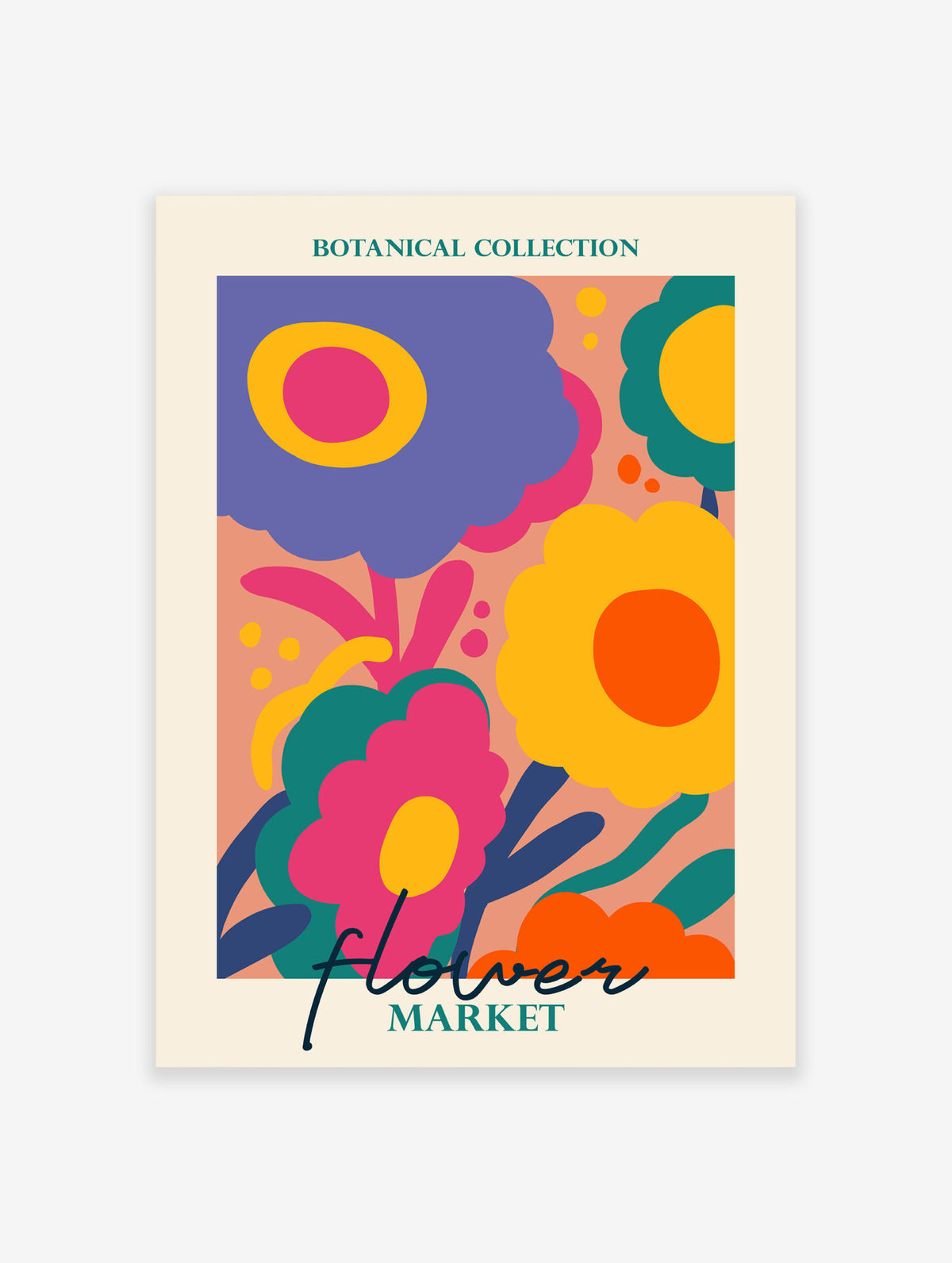 Flower Market Poster, Colourful Botanical Print