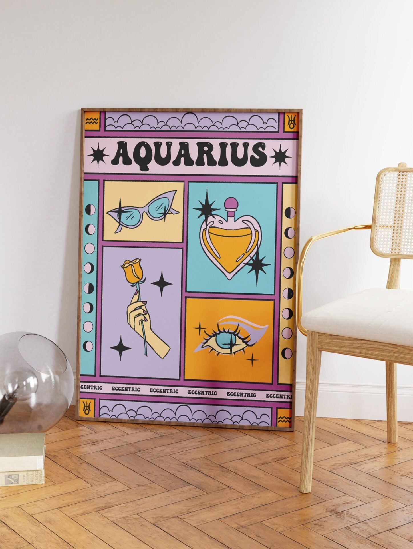 Aquarius Zodiac Poster, Aquarius Zodiac Star Sign Print