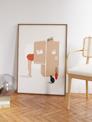 Boho Fridge Room Poster, Woman Fridge Print