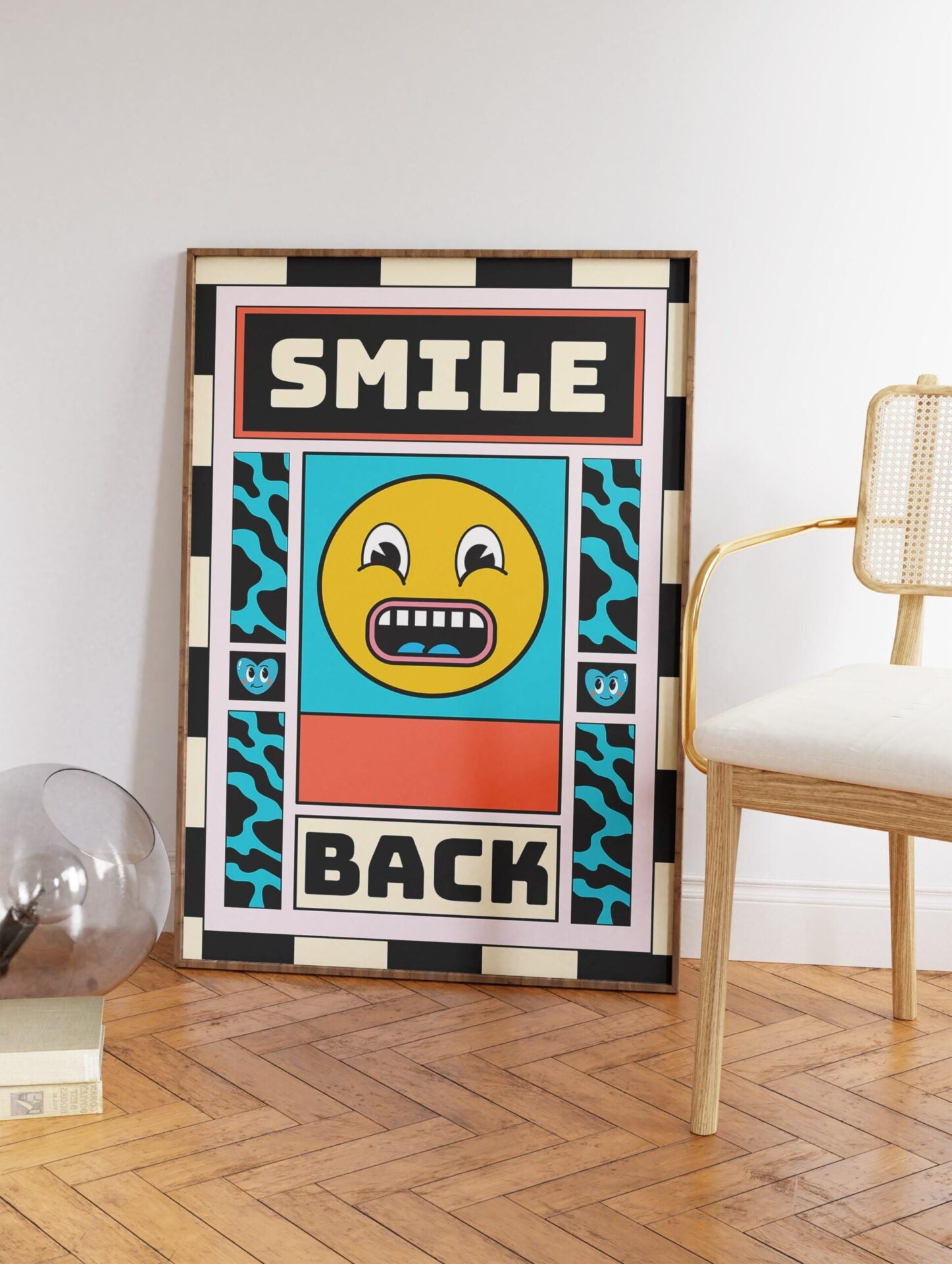 Smile Back Cartoon Poster, Smiley Face Print