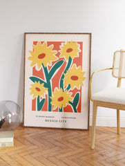 Flower Market Mexico Poster, Sunflower Print