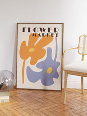 Retro Flower Market Poster, 70's Psychedelic Floral Print