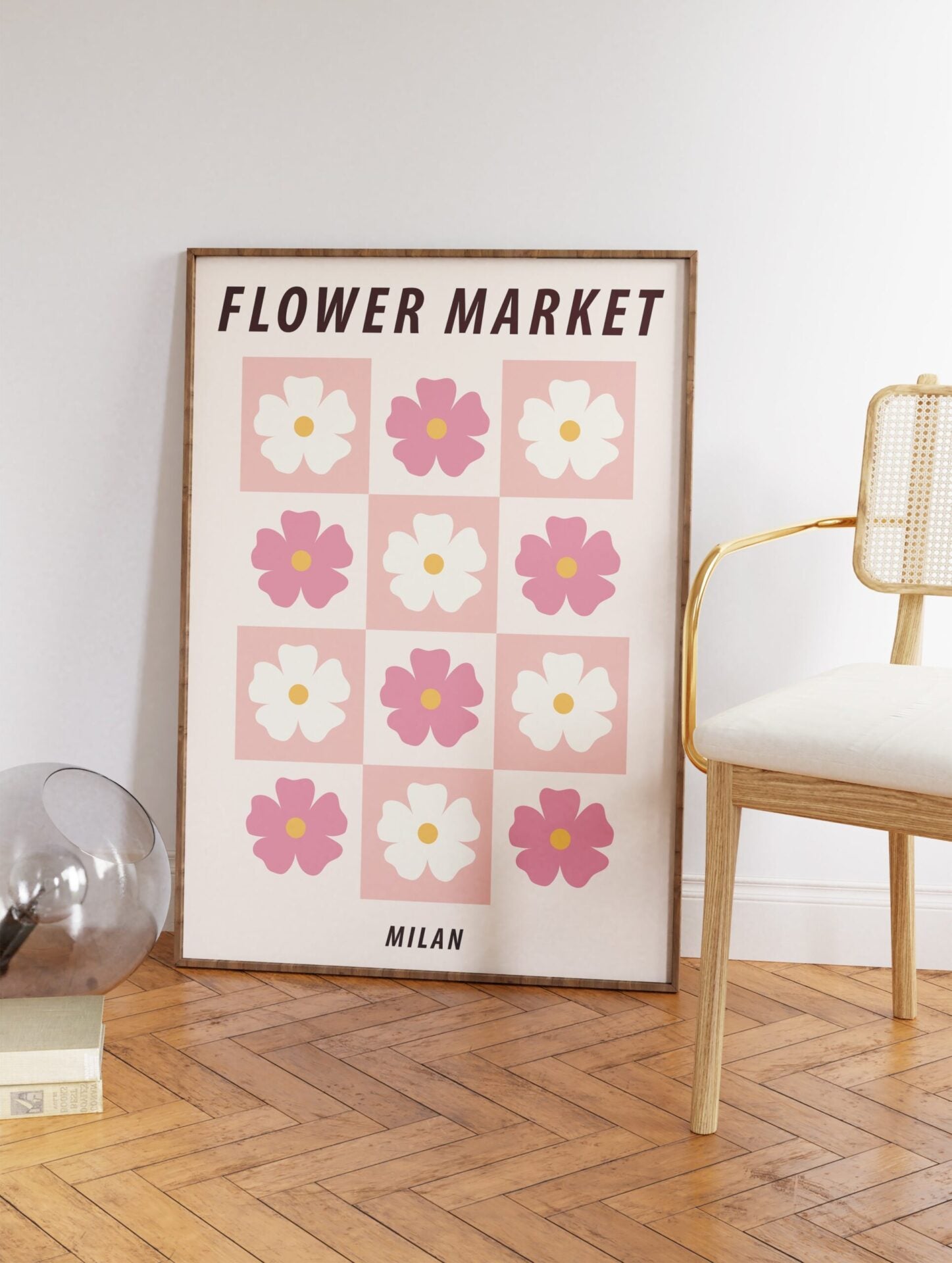 Flower Market Milan Poster, Italian Floral Print