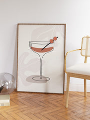 Vintage Cocktail Poster, Minimal Cocktail Print