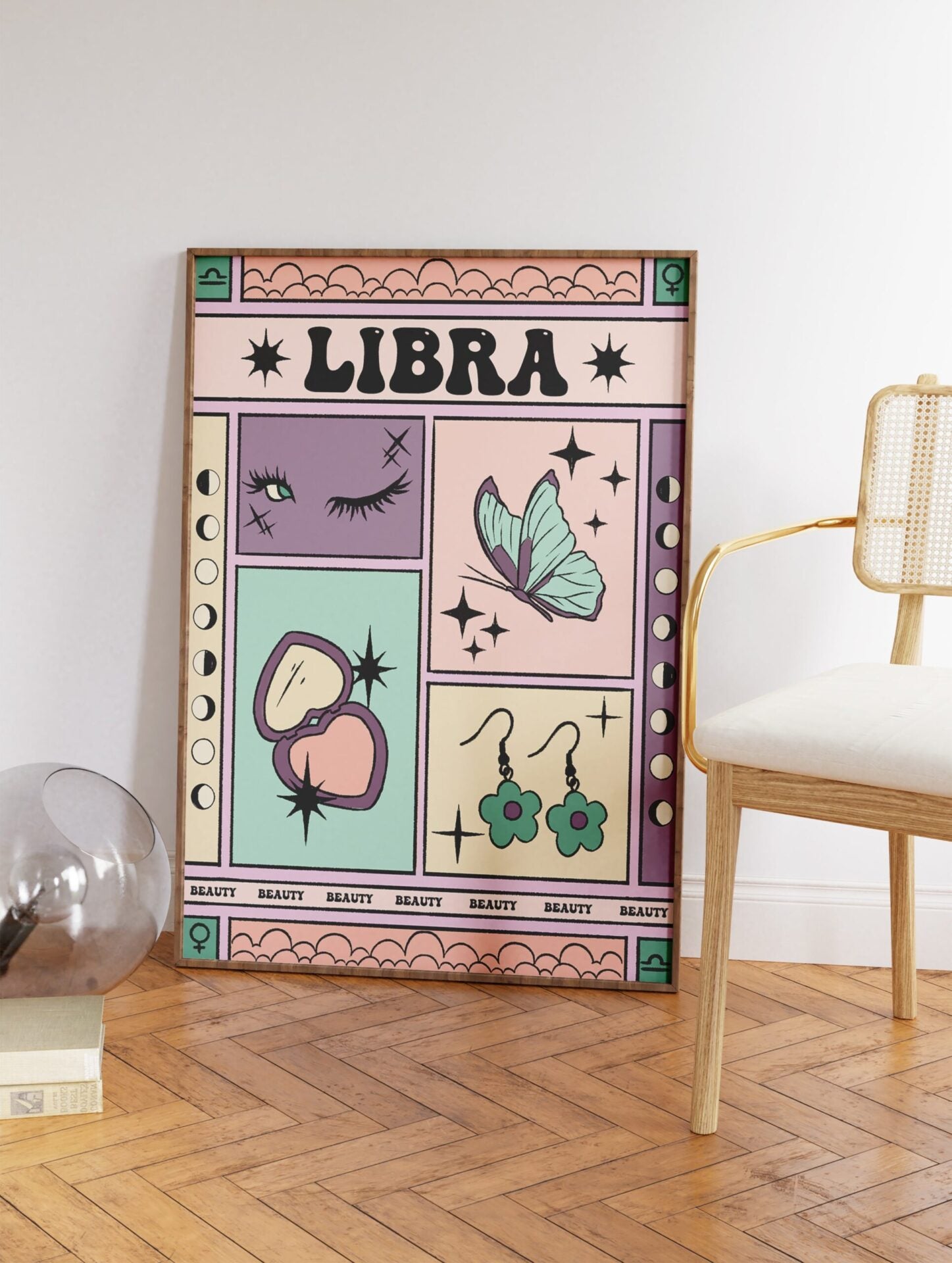 Libra Zodiac Poster, Libra Zodiac Star Sign Print