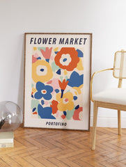 Flower Market Portofino Poster, Italian Floral Print