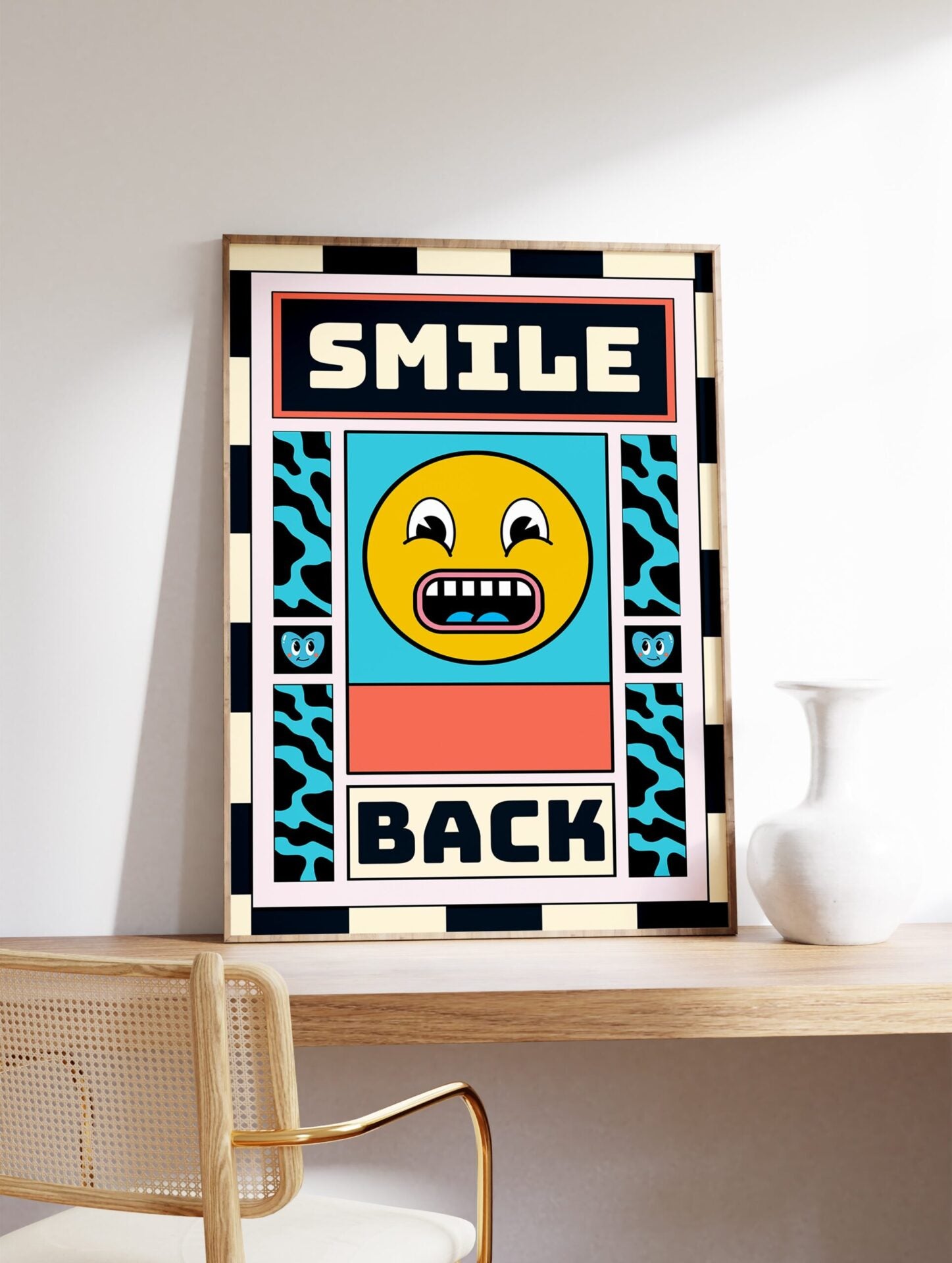 Smile Back Cartoon Poster, Smiley Face Print