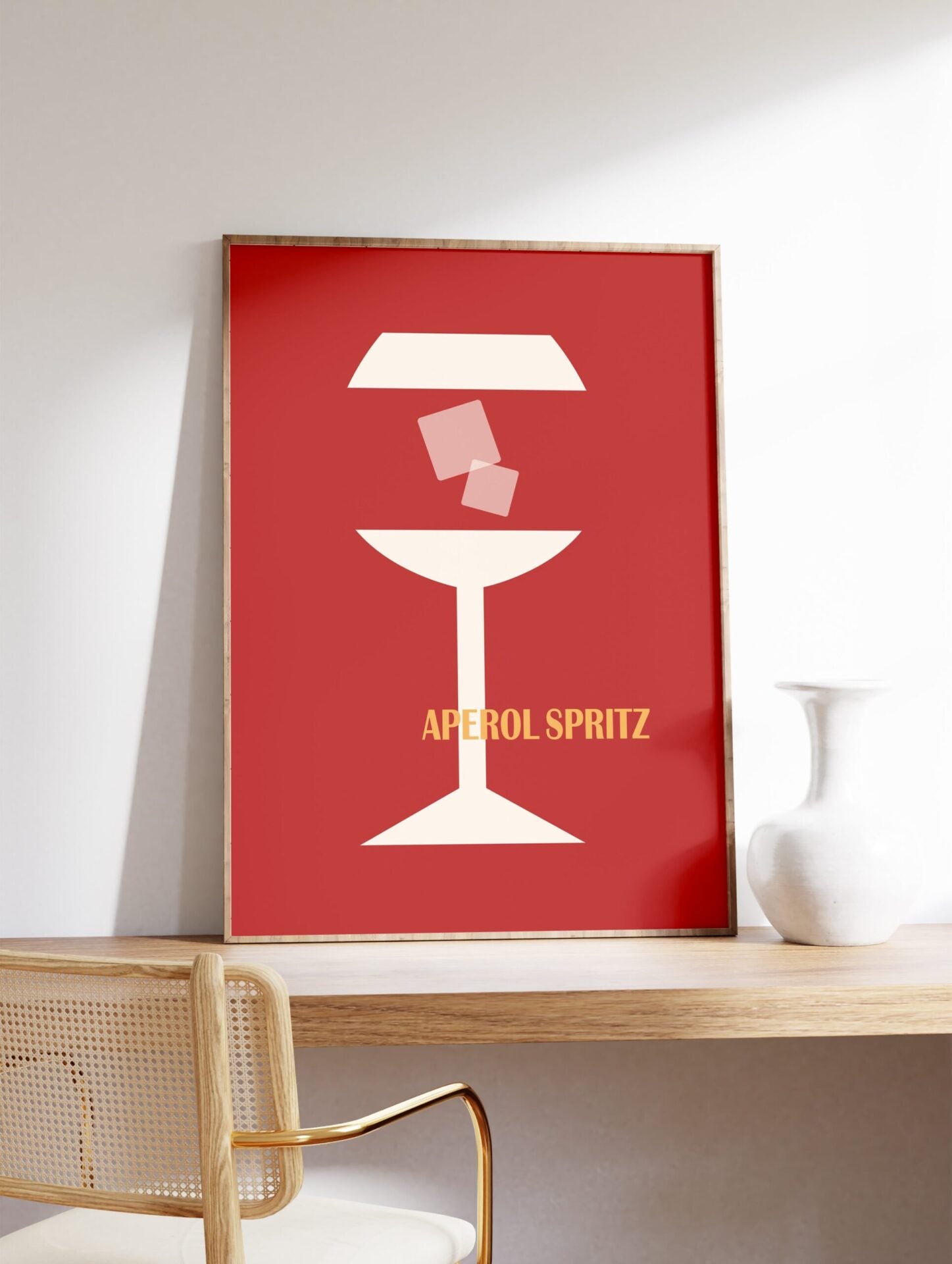 Aperol cocktail Poster, Minimal Cocktail Print