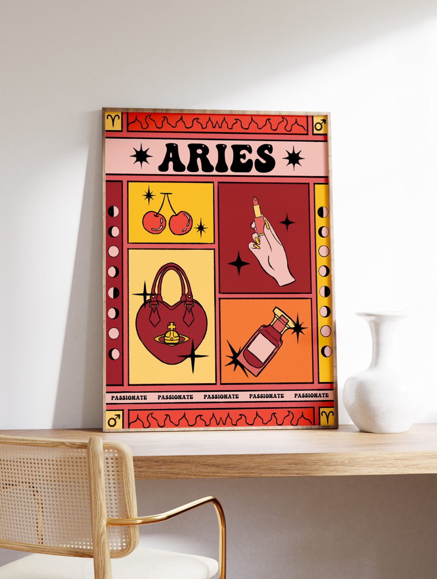 Aries Zodiac Poster, Classy Aries Zodiac Star Sign Print