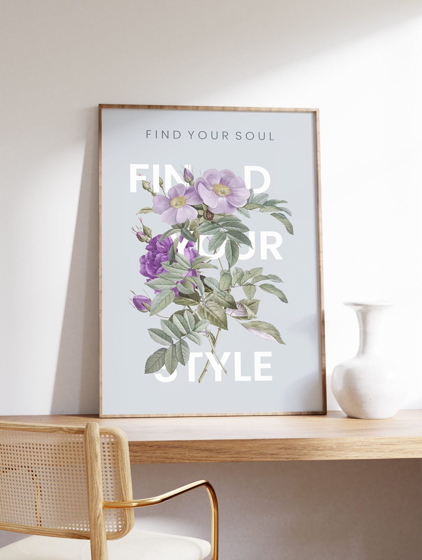 Find Your Soul Poster, Floral Typography Print