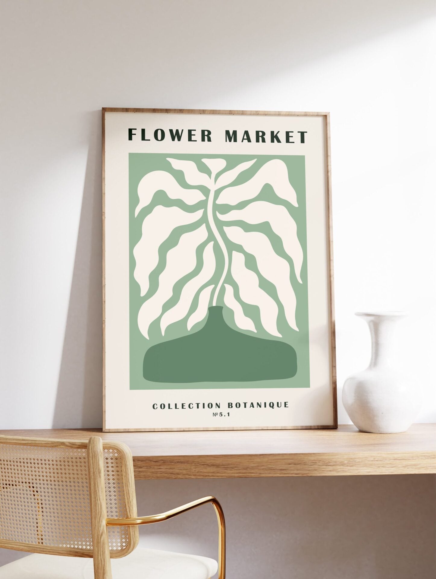 Green Flower Market Poster, Flower Market Print