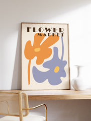 Retro Flower Market Poster, 70's Psychedelic Floral Print