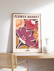 Flower Market Lima Poster, Floral Peru Print