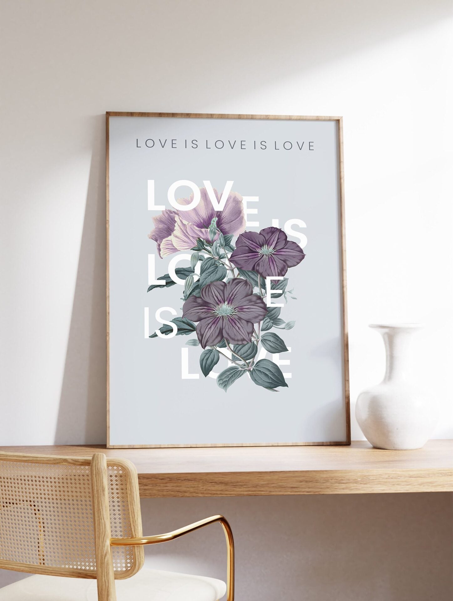 Love Is Love Positivity Poster, Floral Print