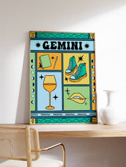 Gemini Zodiac Poster, Gemini Zodiac Star Sign Print