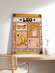 Leo Zodiac Poster, Leo Zodiac Star Sign Print