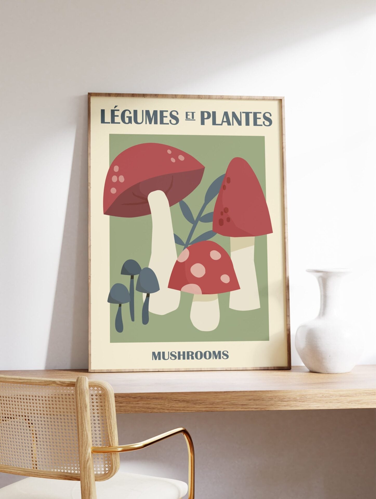 Vintage Mushrooms Poster, Mushroom Print