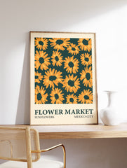 Flower Market Mexico Poster, Sunflower Print