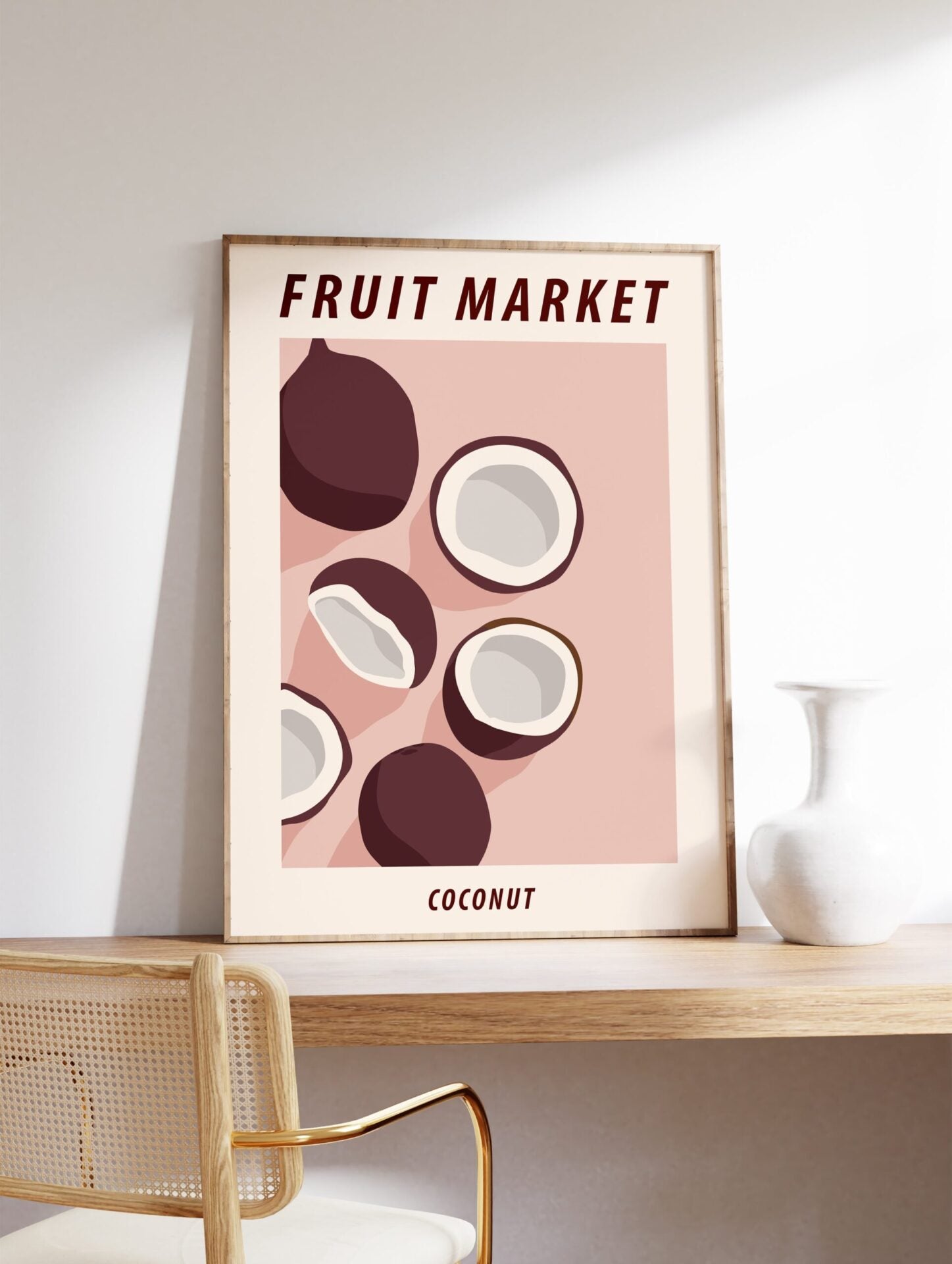 Coconut Fruit Poster, Fruit Print