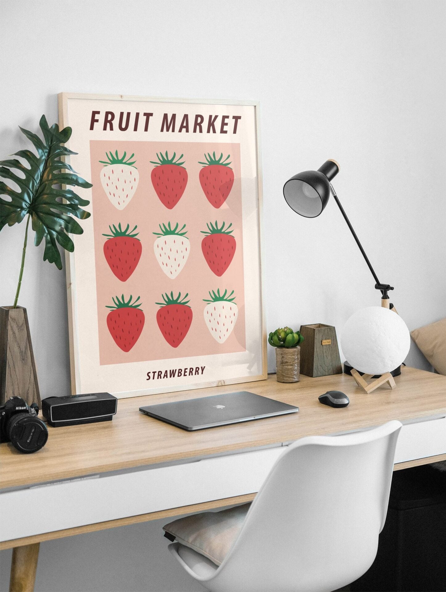 Strawberries Poster, Fruit Print