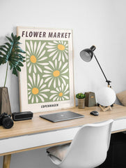 Flower Market Copenhagen Poster, Danish Floral Print